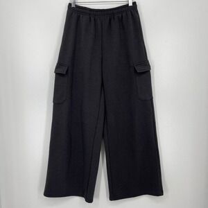 Chrome Riot Womens‎ Wide Leg Cargo Sweatpants Black Elastic Waist Size M